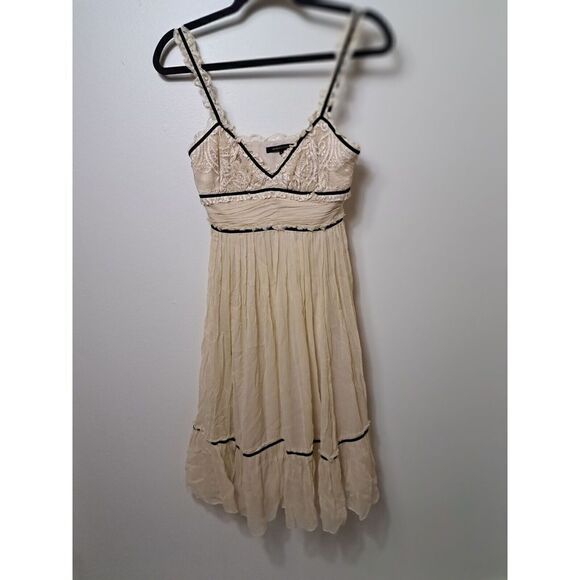 BCBG MAXAZRIA Dress Size 0‎ Ivory Silk Lace Vintage Empire Waist - Picture 5 of 13
